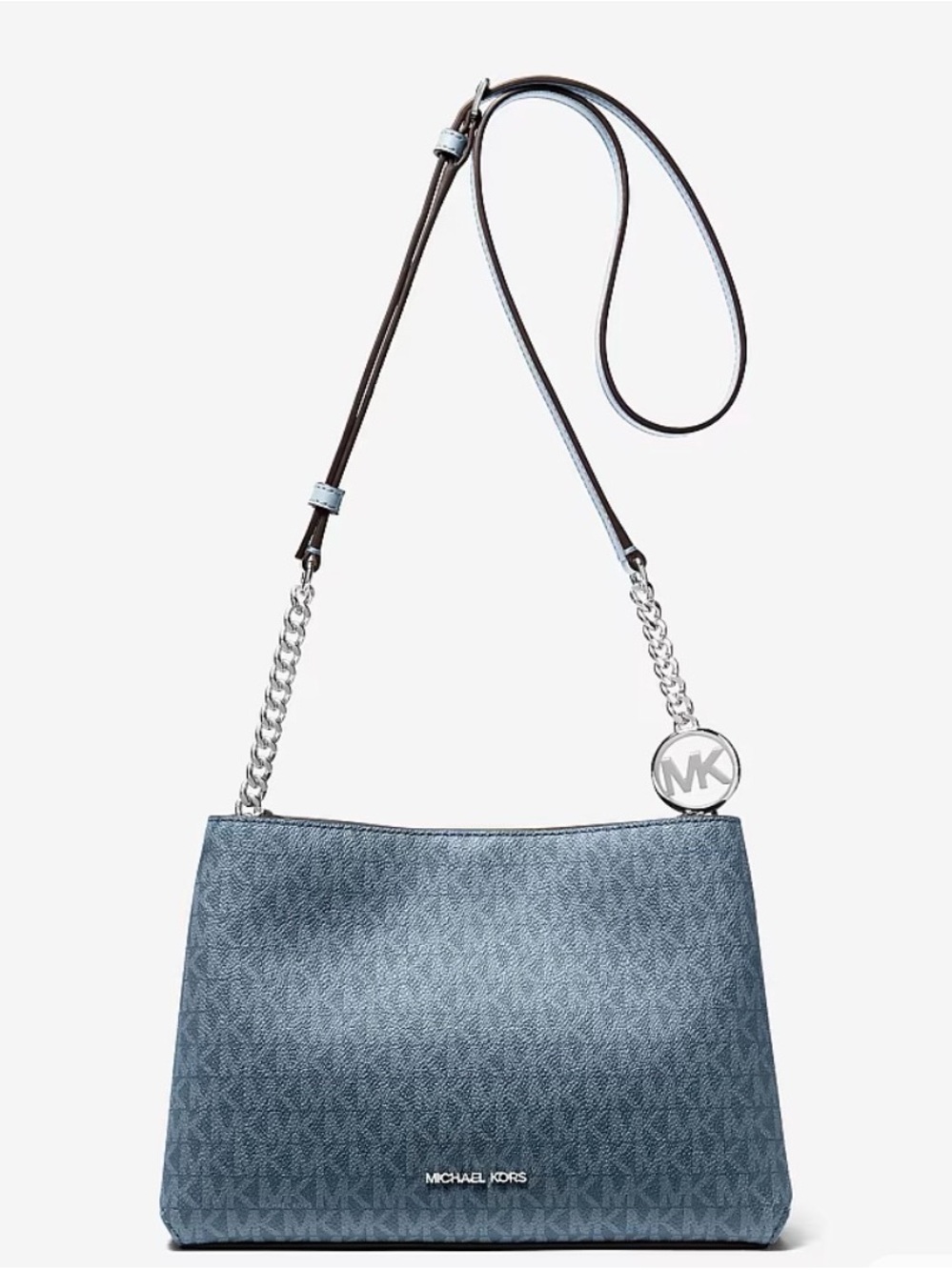 Michael Kors Christina Blue Logo-Print Crossbody Bag